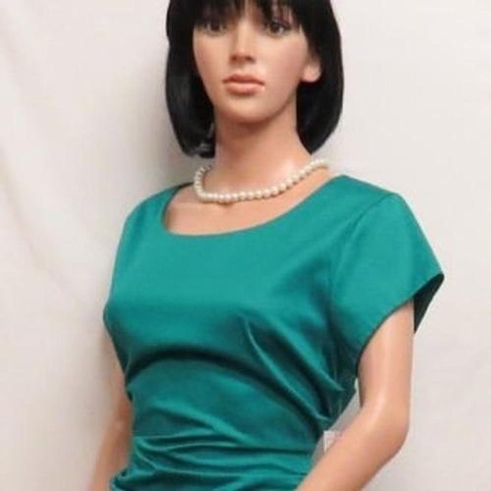 KATHERINE KELLY Green Cap Sleeve Tuck Cotton Social Dress 10 NWT